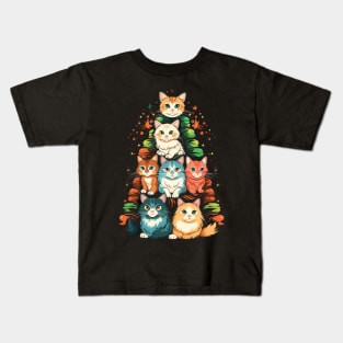 Cat Christmas Tree Kids T-Shirt